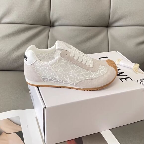 Loewe Shoes - Loewe White Lace Training Sneakers